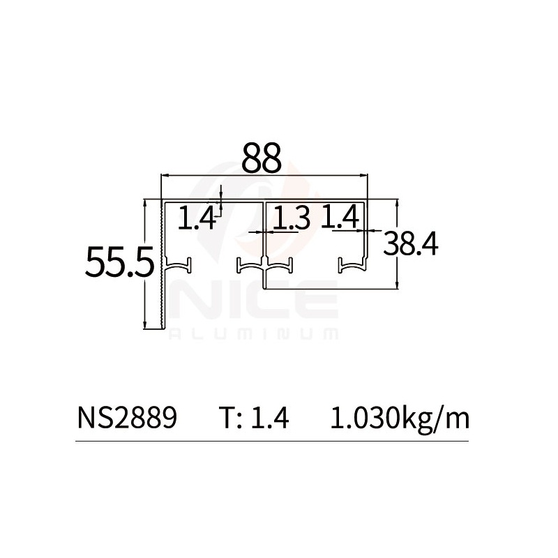 NICE NS2889 Sliding Door Track