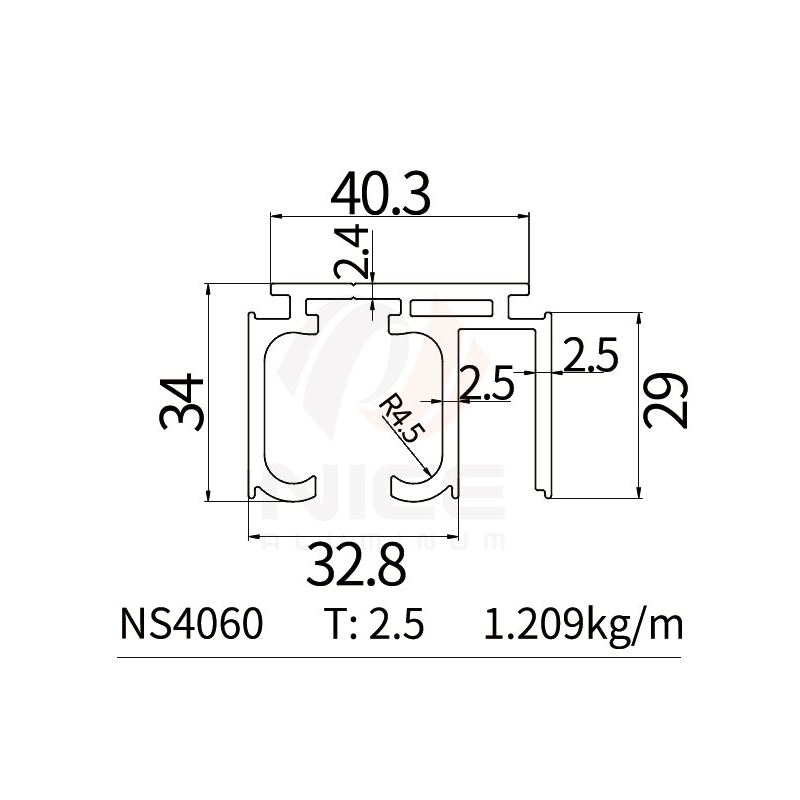 NICE NS4060 Sliding Door Track